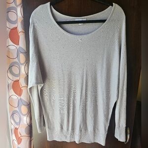 New York & Company Light Gray Sweater With Sequins